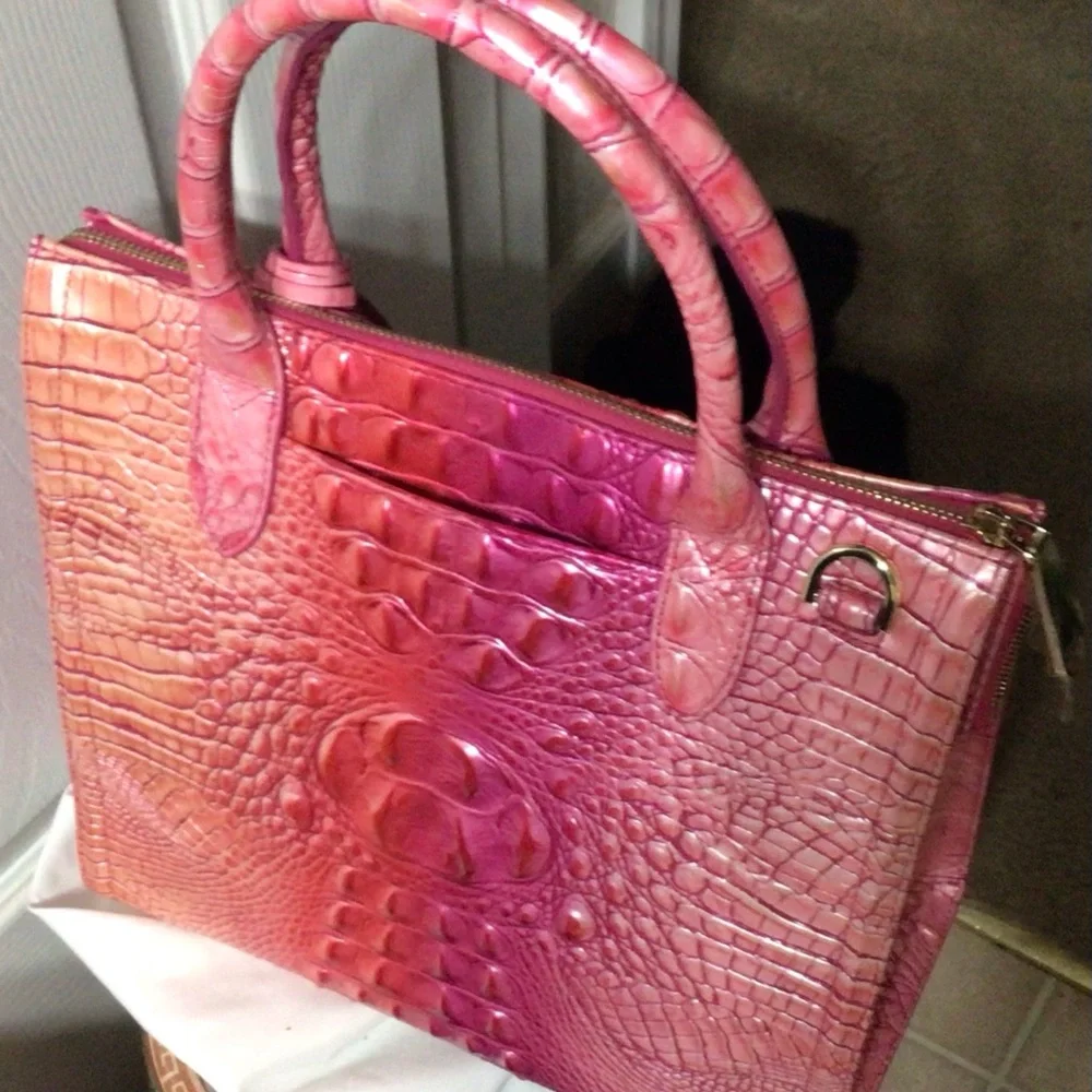 Leather Brahmin Tri-Color Caroline tote.
(Pink, Purple, Coral tones)
NWOT - Picture 6 of 16
